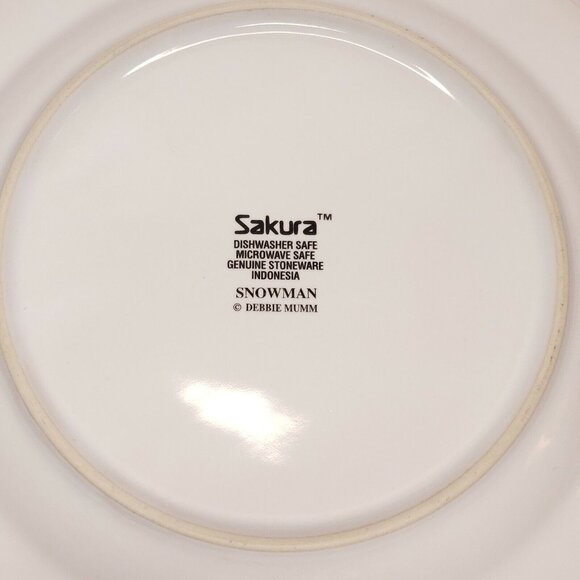 Sakura Snowman Stoneware 8.5 in Plates By Debbie Mumm Set Of 2 Dishwasher Safe - Picture 6 of 6